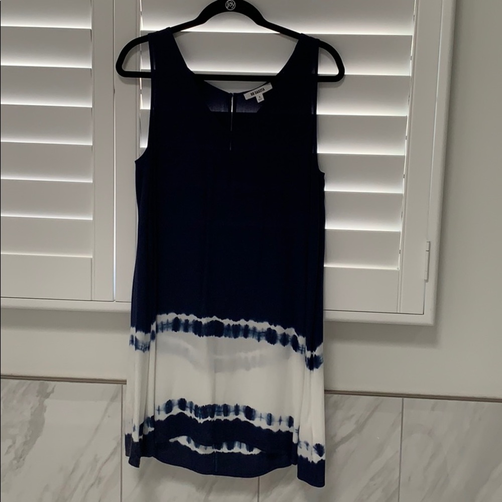 BB Dakota navy blue & white tie dye dress